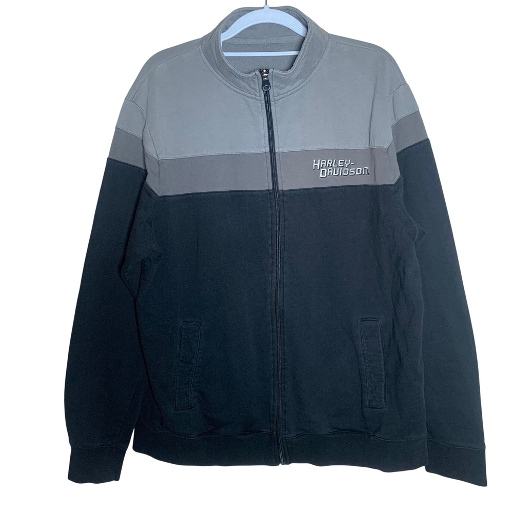 Harley-Davidson Full Zip Jacket Mens L Black Grey‎ Excellent Barnett El Paso TX